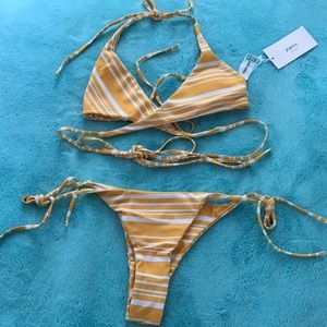 💛ZAFUL YELLOW STRIPE WRAP BIKINI💛